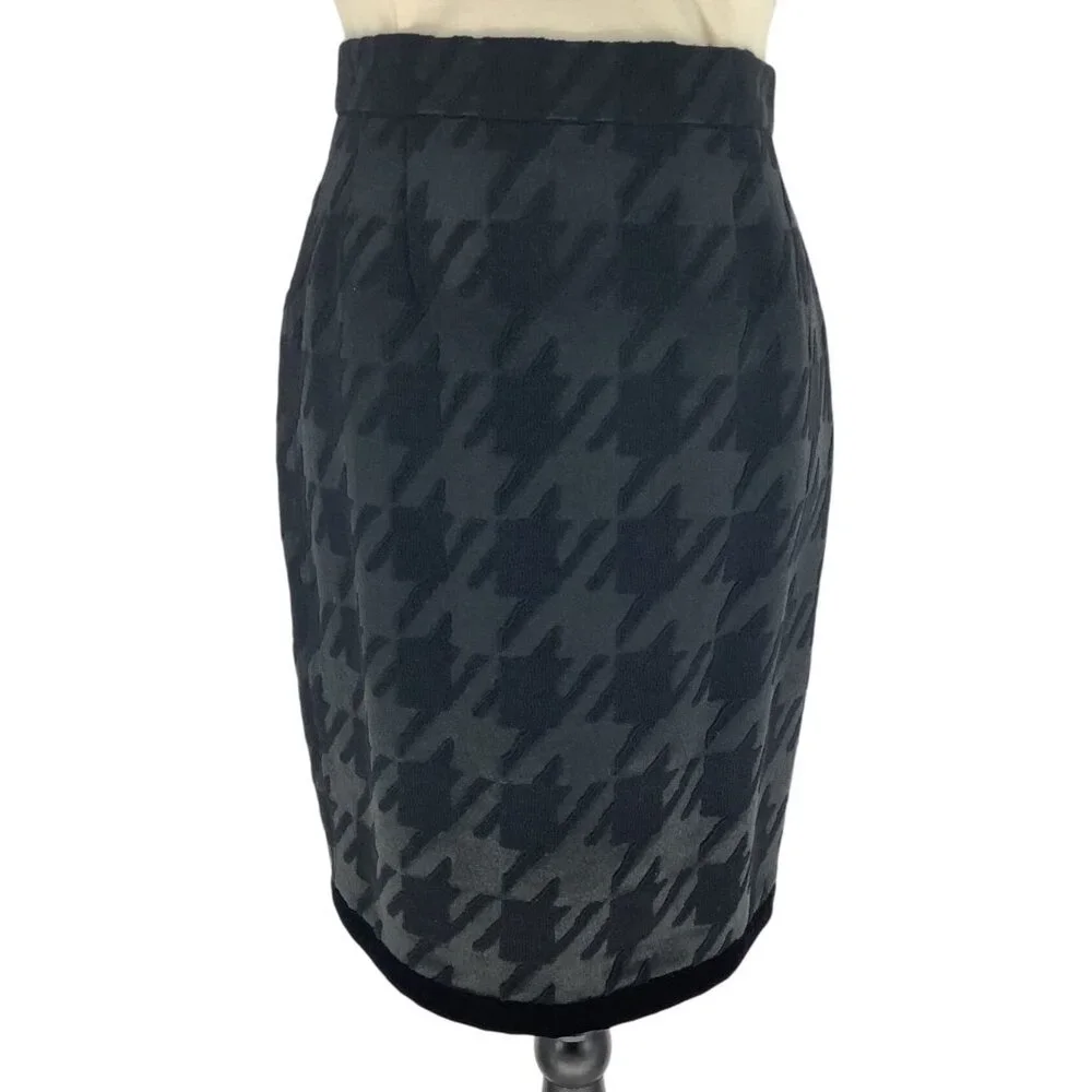 ESCADA Womens 34 US 2 Black Wool Silk Houndstooth Skirt & Blazer Elegant Luxury - Picture 13 of 16